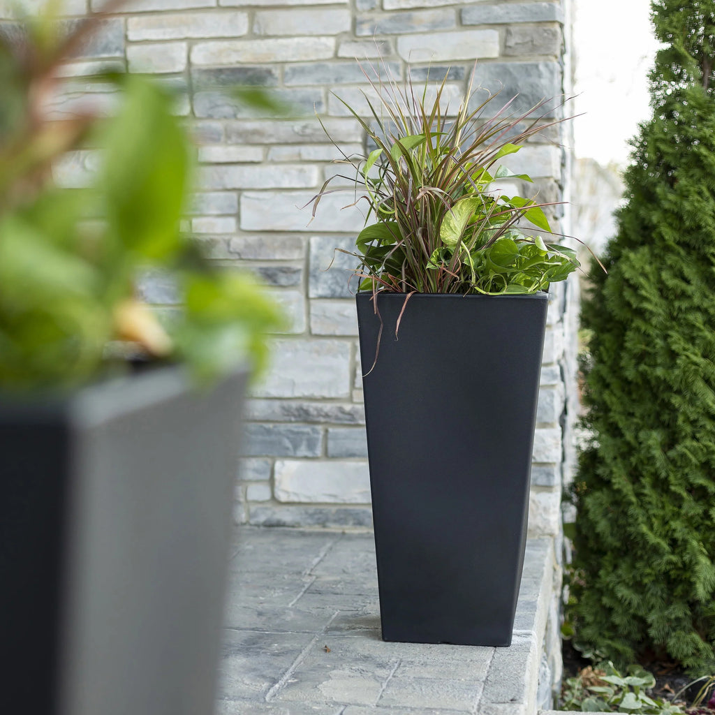 Step2 Tremont 2pk Plastic Black Square Planter 15" W x 15" D x 28" H