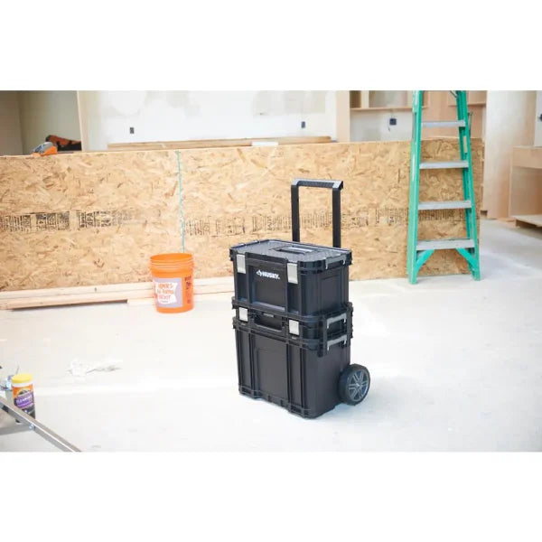 22-Inch Modular Rolling Tool Box System - 3-Piece Mobile Tool Cart with Toolbox & 12-Bin Organizer