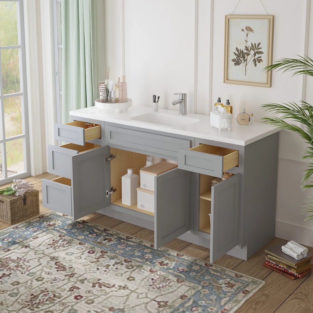 60 in. W x 21 in. D x 32.5 in. H Freestanding Bathroom Vanity Cabinet without Top in Smoky Gray
