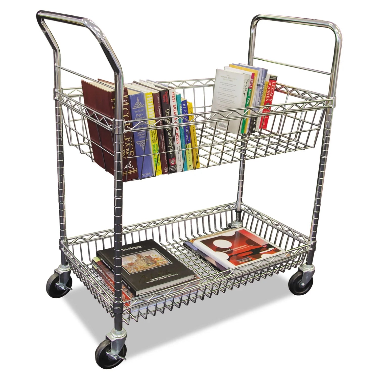 Alera ALEMC3518SR Carry-All 34.88 in. x 18 in. x 39.5 in. Basket/Shelf Mail Cart - Silver