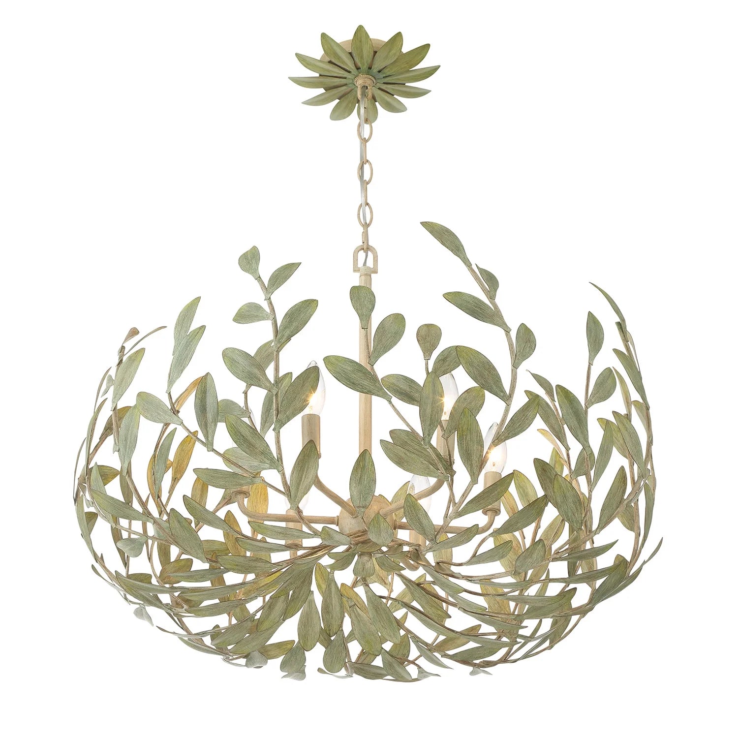 Crystorama Broche 6 Light Antique Gold Chandelier - 27"W x 19"H x 27"D