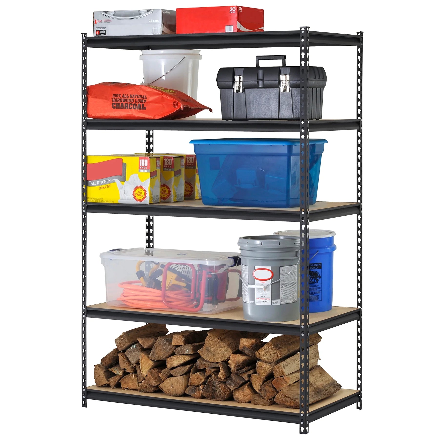 Muscle Rack 48"W x 24"D x 72"H 5-Shelf Steel Freestanding Shelving Unit; Black