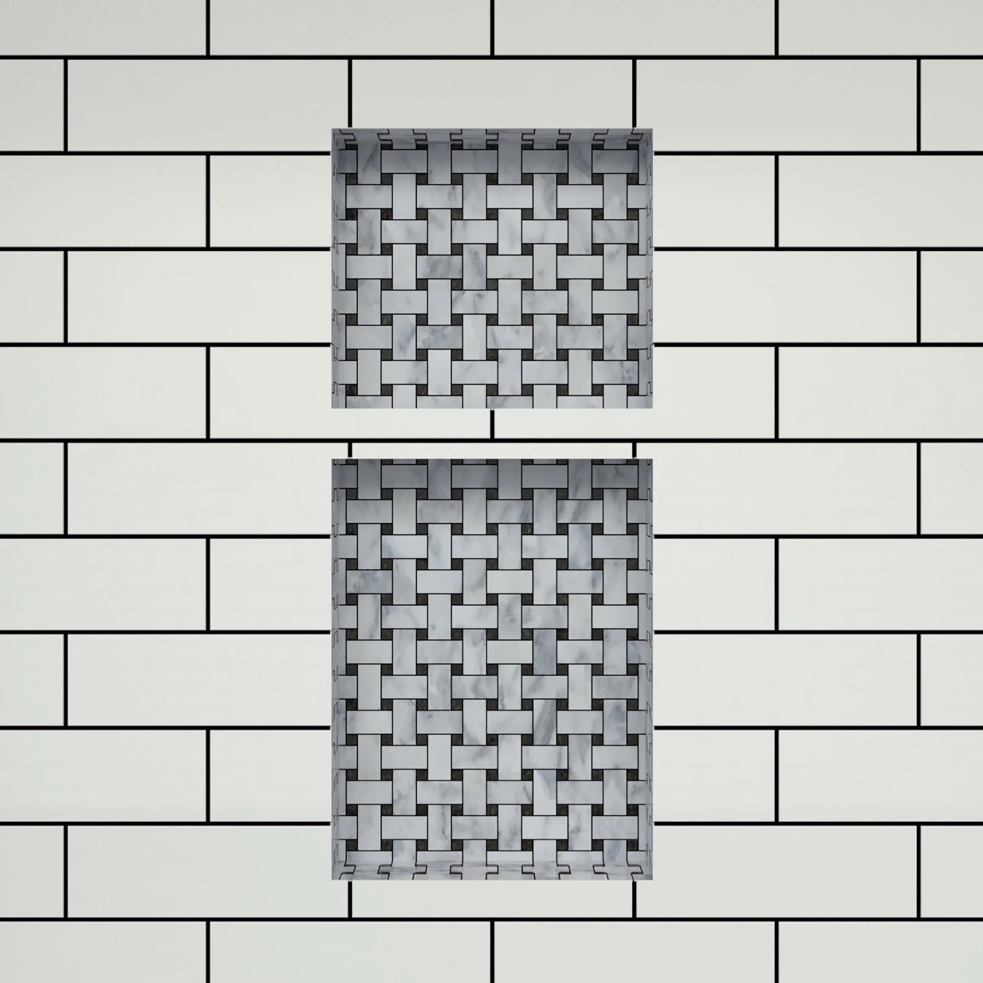 Tile Redi RND1614S-20 Redi Niche 16" x 34" x 4" Double Recessed Shelf Gray
