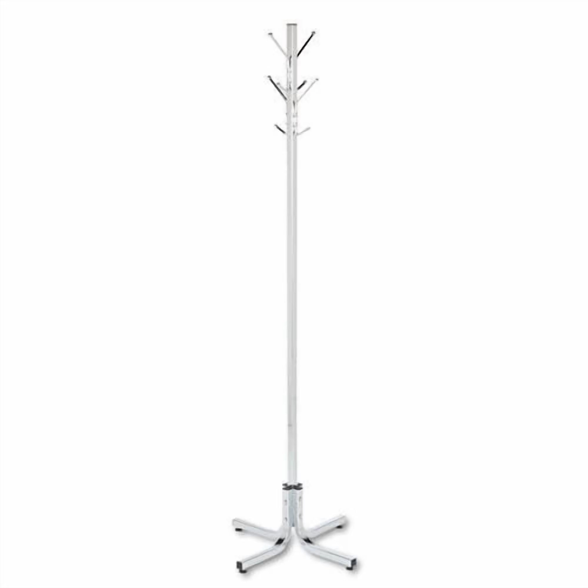 Safco's Metal Chrome Office Standing Coat Rack - 21"D x 21"W x 70"H