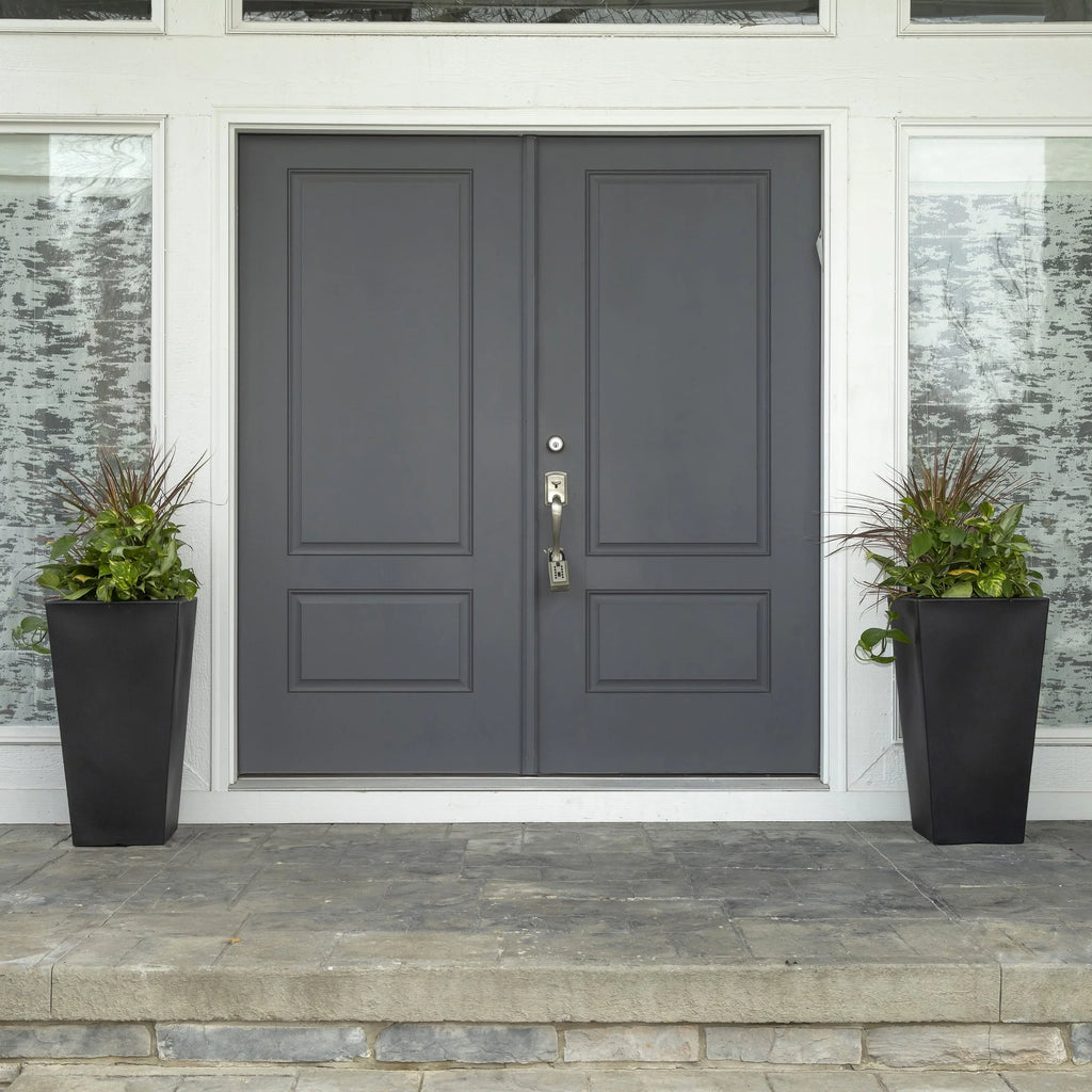Step2 Tremont 2pk Plastic Black Square Planter 15" W x 15" D x 28" H