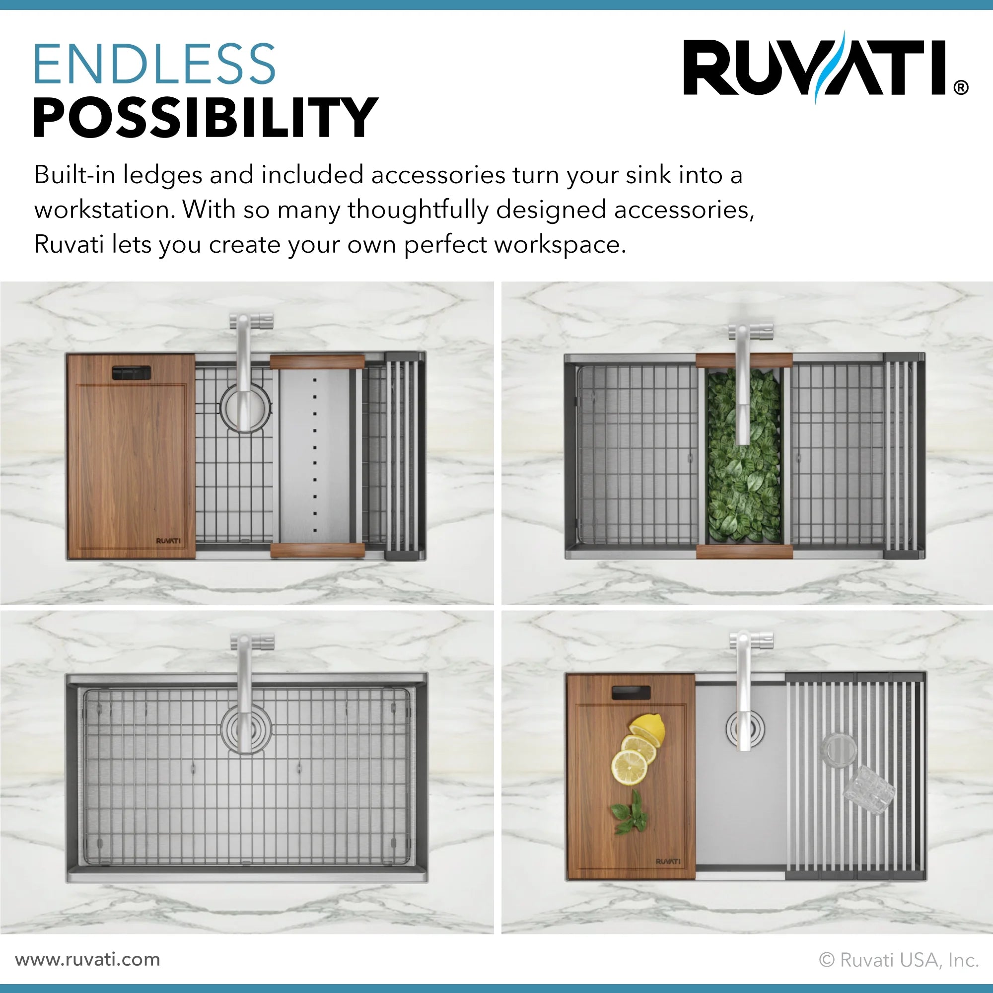 Ruvati RVH8345 Stainless Steel 33" x 10" x 19" Rectangular Undermount Sink