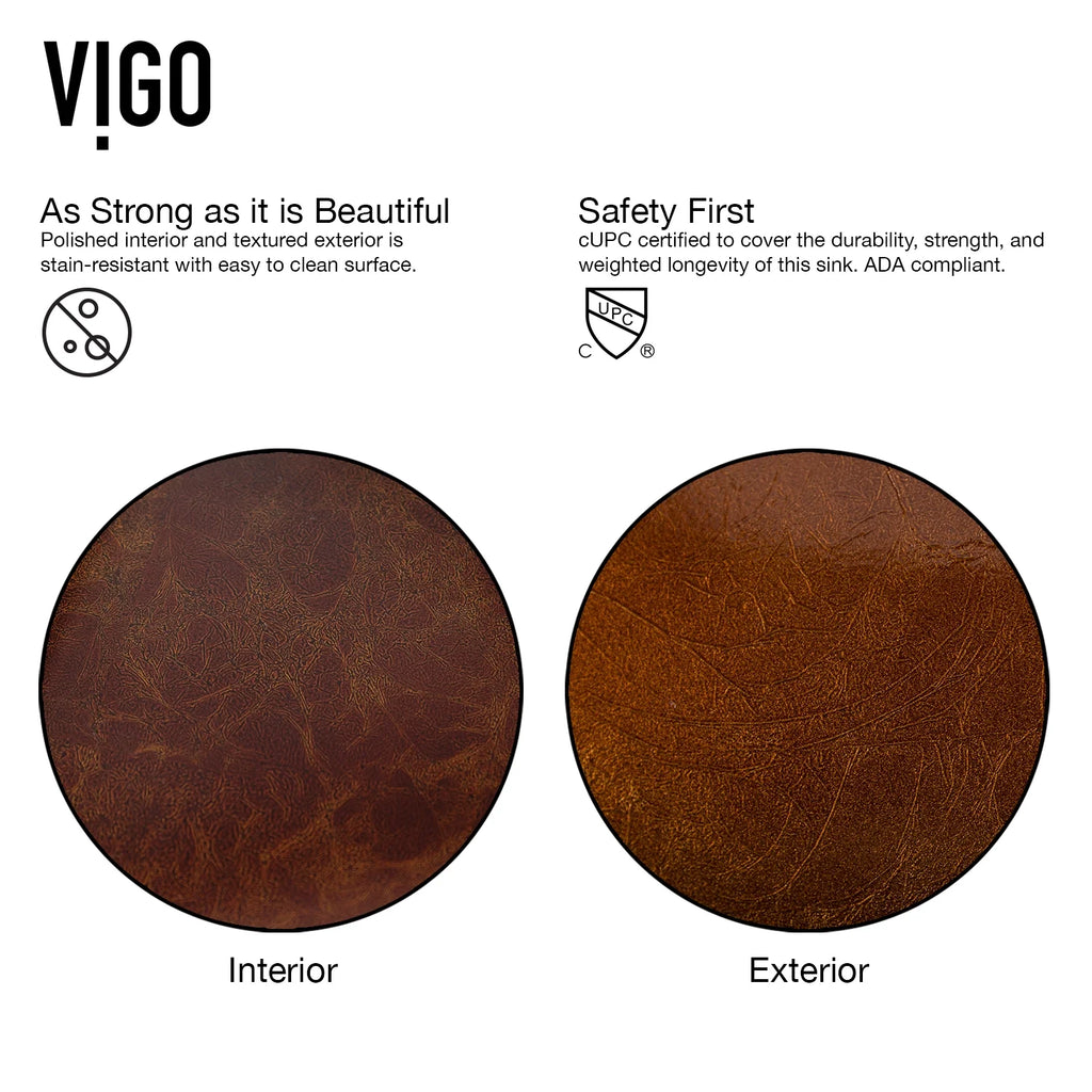 VIGO Donatello Artistic Rubywood Glass 18 in. L x 13 in. W x 4 in. H Rectangular Vessel Bathroom Sink