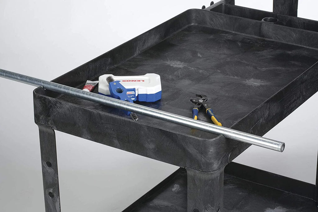 Rubbermaid Commercial Flat Shelf Utility Cart, Two-Shelf, 19.19w x 37.88d x 33.33h, Black -RCP450500BK