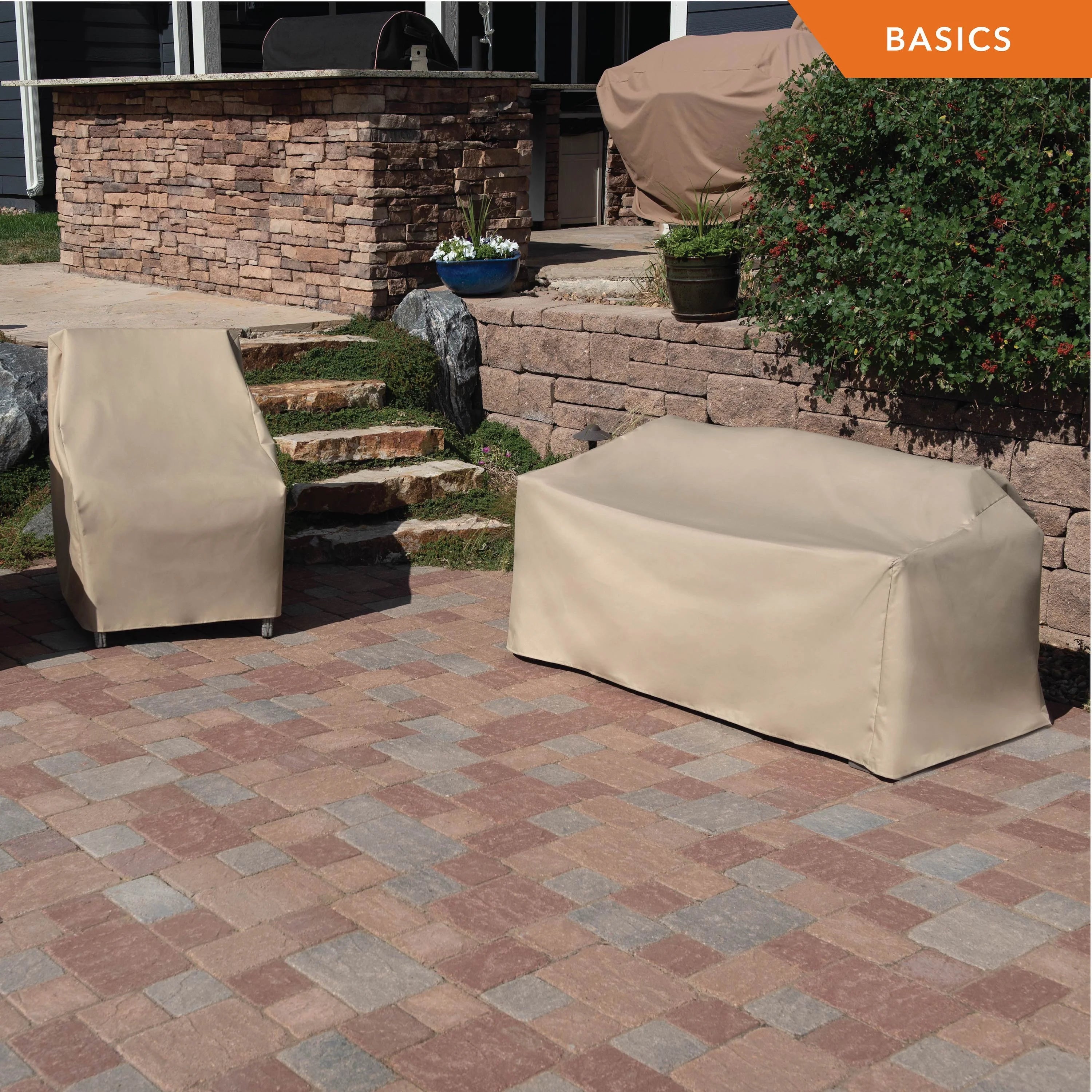 Modern Leisure Basics Patio Chair Cover, 33"L X 34"W X 31"H, Khaki