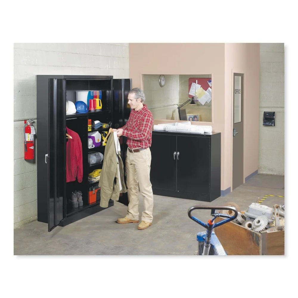Tennsco J2478SU-LGY 48 in. x 24 in. x 78 in. Assembled Jumbo Combination Steel Storage Cabinet - Light Gray