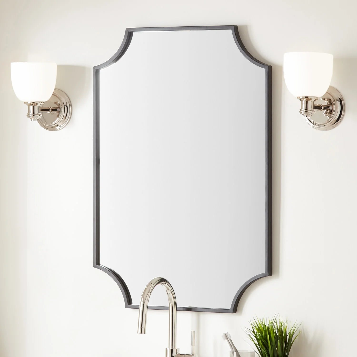 34" x 24.25" x 1" Wall Bathroom Vanity Mirror -IRON, MIRROR & ACRYLIC BACK- Gold Leaf -GL