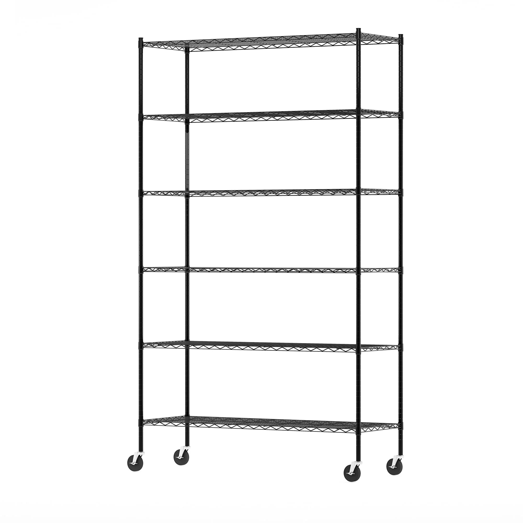 Furinno Wayar 6-Tier Metal Storage Shelf Rack, 48 x 18 x 82, Black