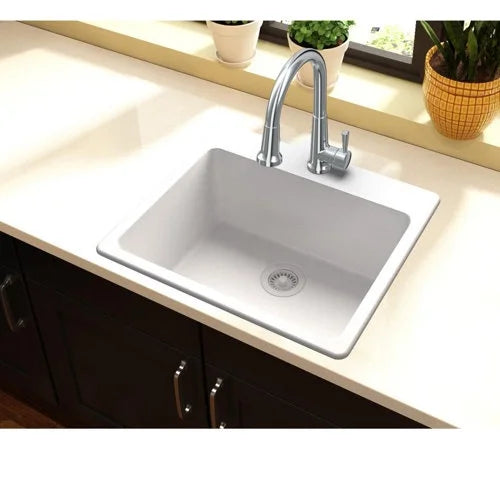 Elkay Quartz Classic 25" x 22" x 9-1/2", Single Bowl Drop-in Sink, Greystone