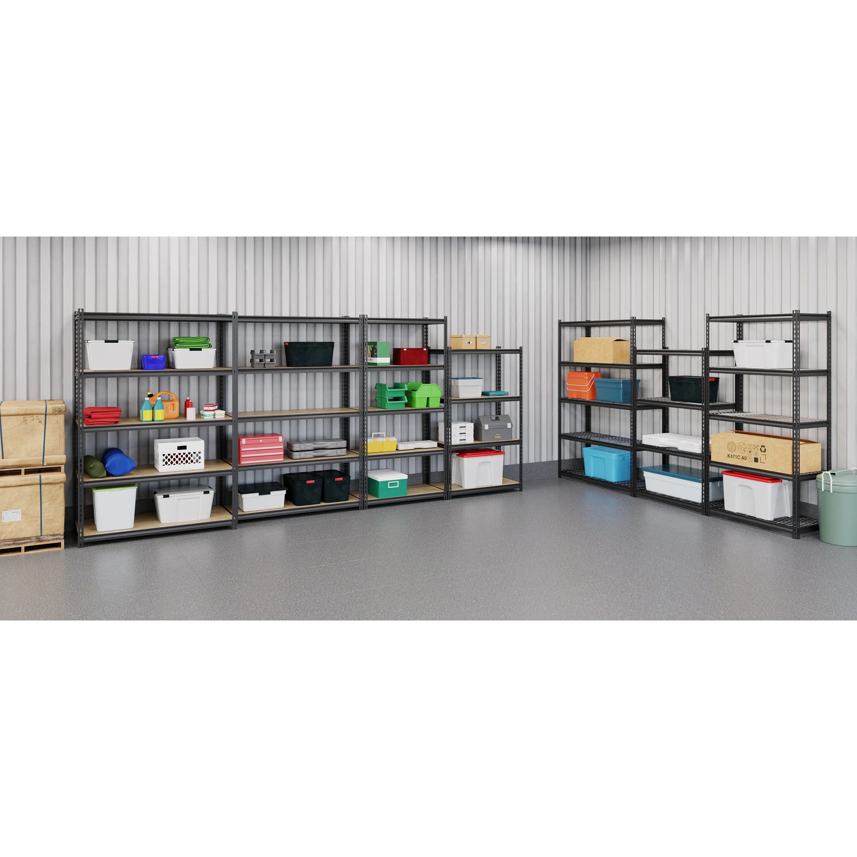 Iron Horse 2300 Riveted Steel Shelving 4-Shelf Unit, 18D x 36W x 60H, Black