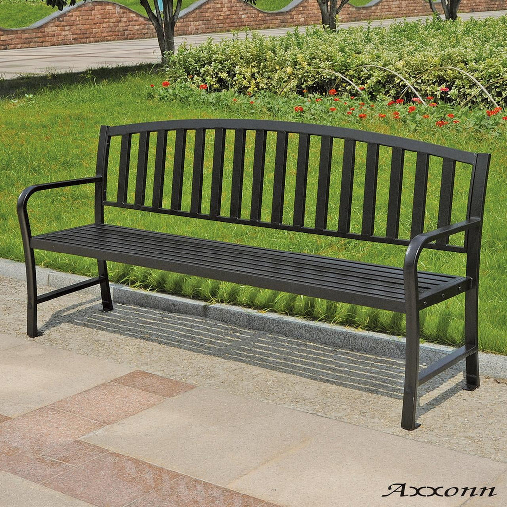 Axxonn 6ft Commercial Heavy Duty Metal Bench, Black, L 70.9 x W 21.3 x H 34.4 inches