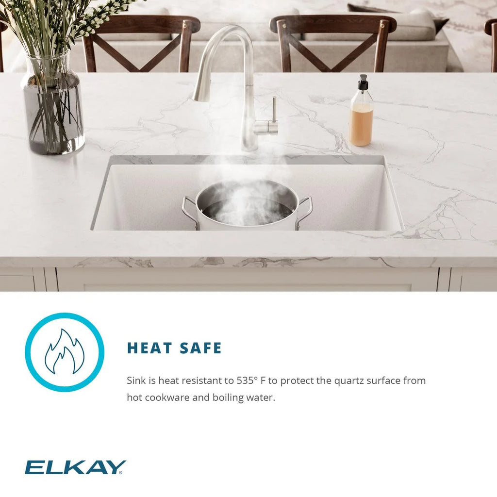 Elkay Quartz Classic 25" x 22" x 9-1/2", Single Bowl Drop-in Sink, Greystone