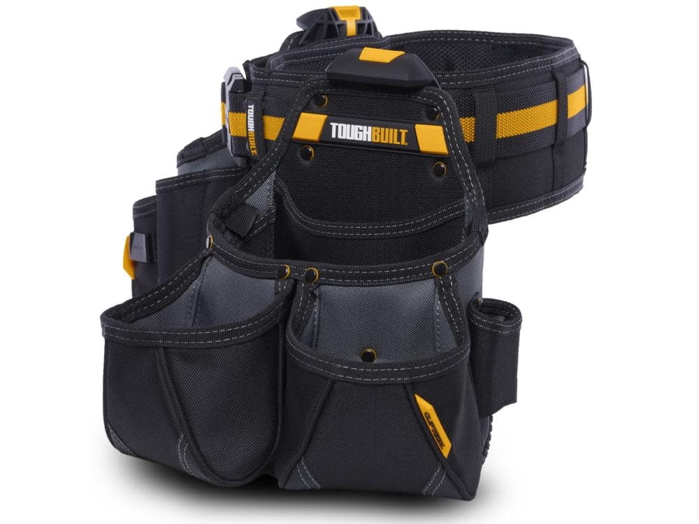 Toughbuilt 2021899 12.5 x 20.5 x 9 in. 27 Pocket Polyester Tradesman Tool Belt Set, Black & Yellow